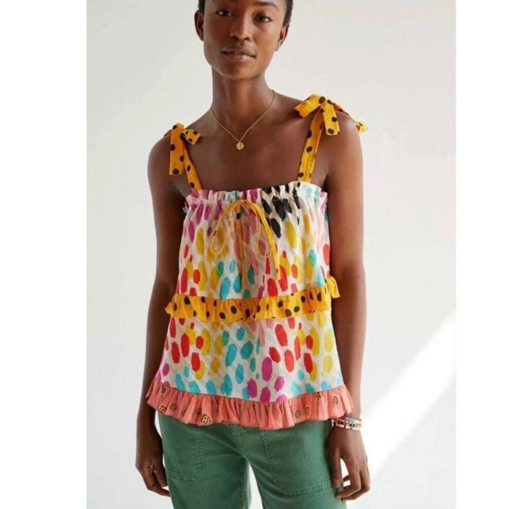 $118 Anthropologie Conditions Apply Tie Strap Leopard Cami Tank Top S